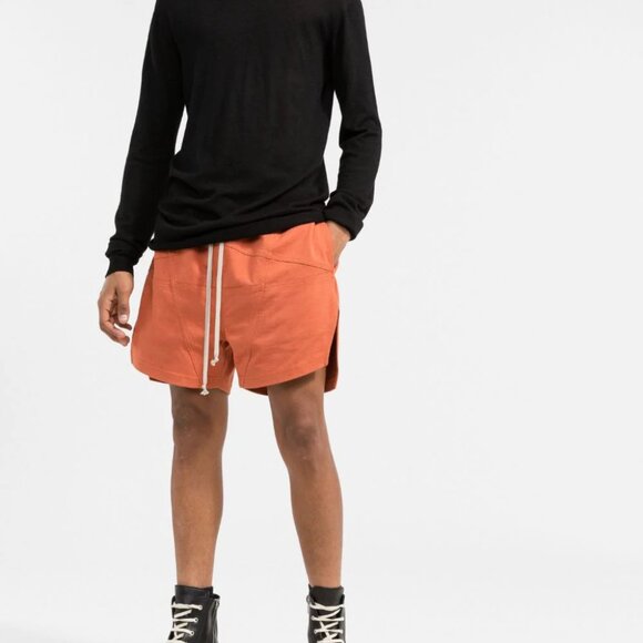 Rick Owens: EU46 Orange Slit Seam Pentagram Boxers Shorts FW22 Strobe - Picture 8 of 14